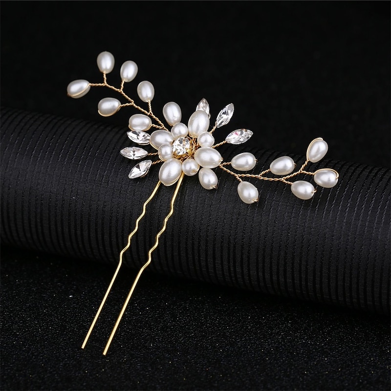 Korean Bride Handmade Pearl Crystal Hairpin Pin U-shaped Clip Wedding Headdress Hair Accessories2