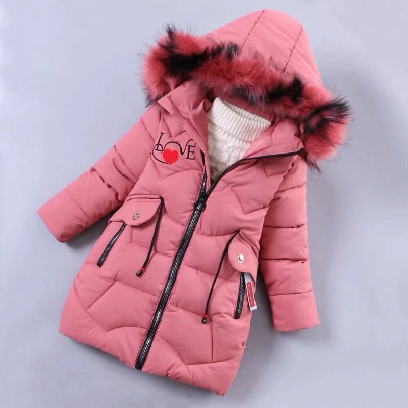 Girls' 3D Kids Puffer Jacket Heart Letter Down Coat Puffer Jacket Long Sleeve Fall Winter Active Cool Kids 3-12 Years Daily Regular Fit
