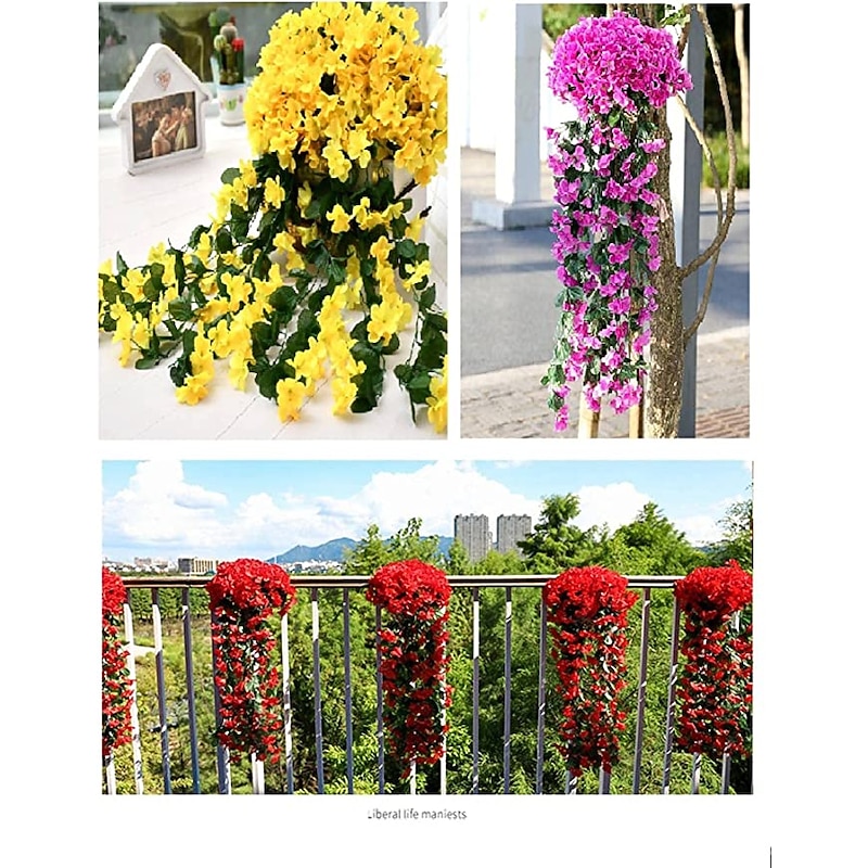 Vivid Artificial Hanging Orchid Bunch Simulation Flower Vine Violet Hanging Flower Vine Wall Hanging Orchid Hanging Basket Flower Balcony Home Decoration Flower Wall For Wedding Garden Decoration3