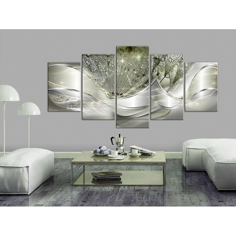 5 Panels Prints Posters Three-color Dandelion Abstract Wall Art Wall Haniging Home Decoration Gift Rolled Canvas Unframed Unstretched3
