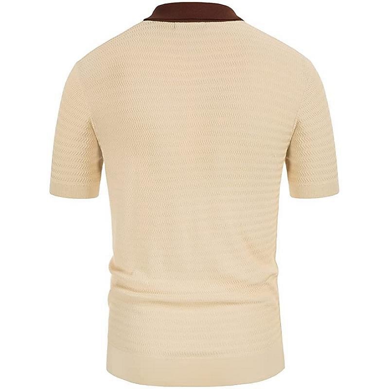 Men's Knit Polo Sweater Polo Shirt Street Casual Button Classic Short Sleeve Fashion Casual Graphic Striped Button Front Summer Spring Fall Regular Fit Navy Blue Green Khaki Knit Polo Sweater3