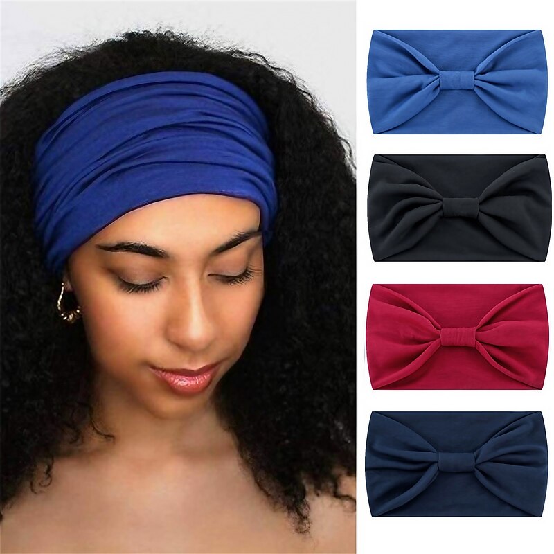 1PC African Headbands Knotted Hairbands Black Yoga Sport Head Wraps Wide Elastic Head Scarf for Women and Girls
