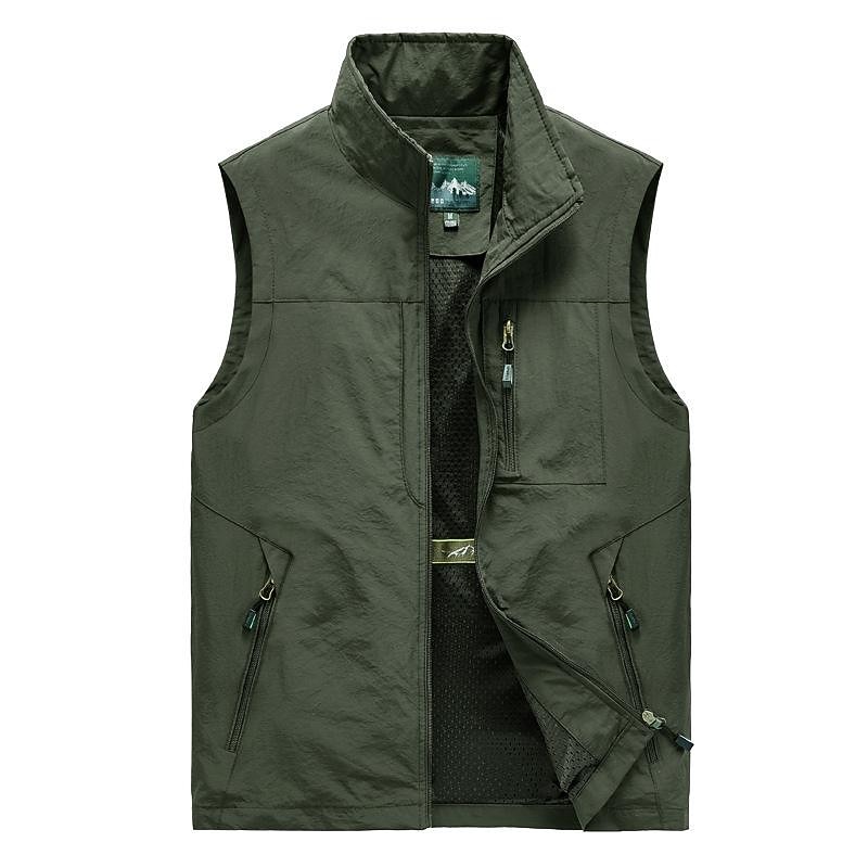Men's Fishing Vest Hiking Vest Top Outdoor Breathable Water Resistant Quick Dry Zipper Pocket Mesh Polyester Black Grey khaki Fishing Climbing Camping / Hiking / Caving / Lightweight / Multi Pockets2