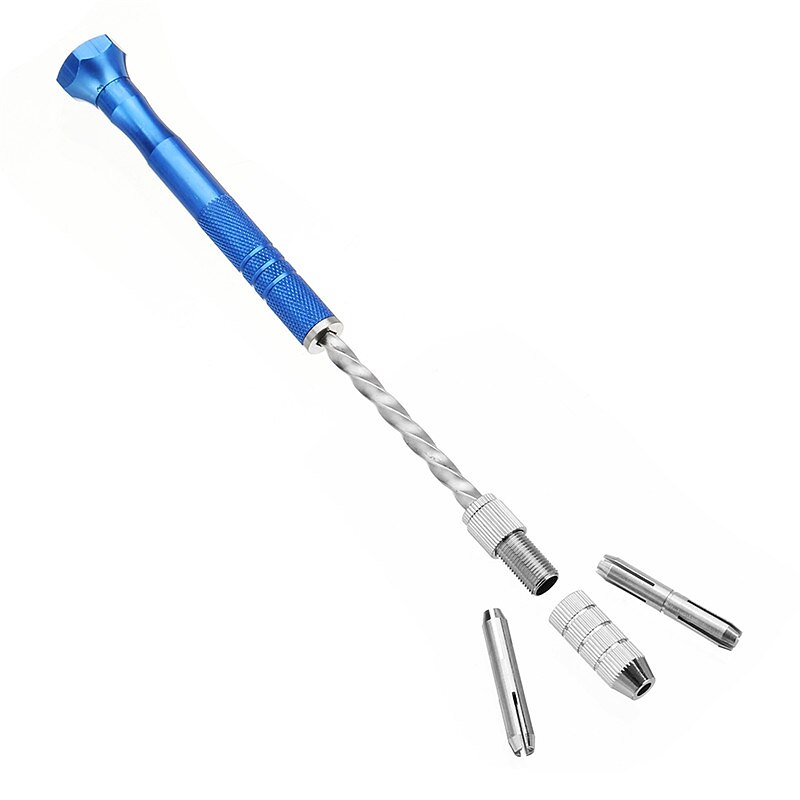 0.5-3mm Semi-automatic Mini Hand Twist Drill Set With 10pcs Small Bits And 2pcs Double Side Chucks For Drilling Wood3