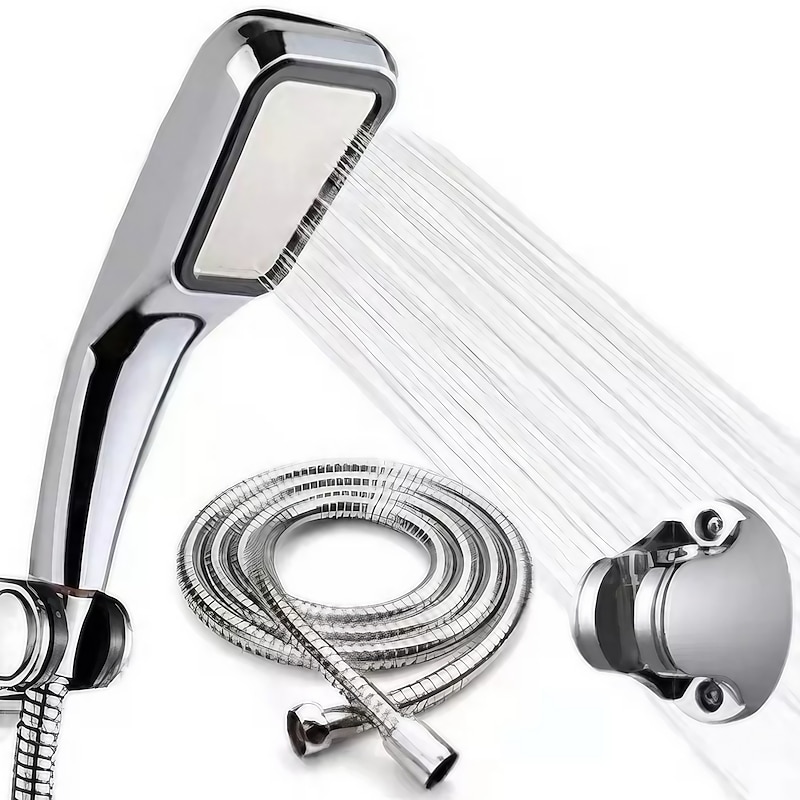 Shower Faucet,300 Holes Shower Head Bracket Hose Set High Pressure Rainfall Water Saving Flow with Chrome Spray Water Saving Bathroom Fixture Accessories
