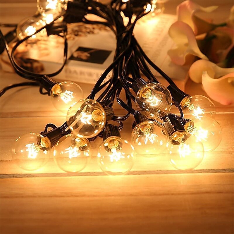 Globe String Lights 15m/50FT 50LEDs G40 Outdoor Hanging Globe Patio Lights with 50 Clear Bulbs(2 Spare) UL Listed Connectable Backyard Lights for Indoor Outdoor Decor 50 Hanging Sockets E12 Base 5W Bulb Black3