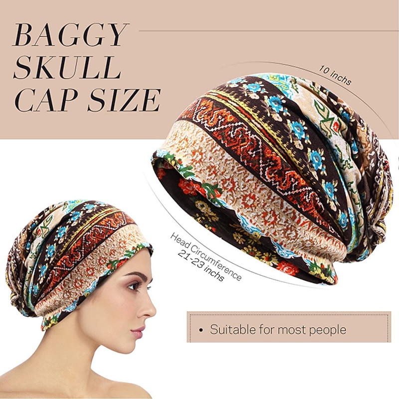men's women's vintage floral beanie lightweight breathable skull cap slouchy thin beanie baggy hat for daily wear slouchy hip-hop soft running adult dwarf hats chemo cap3