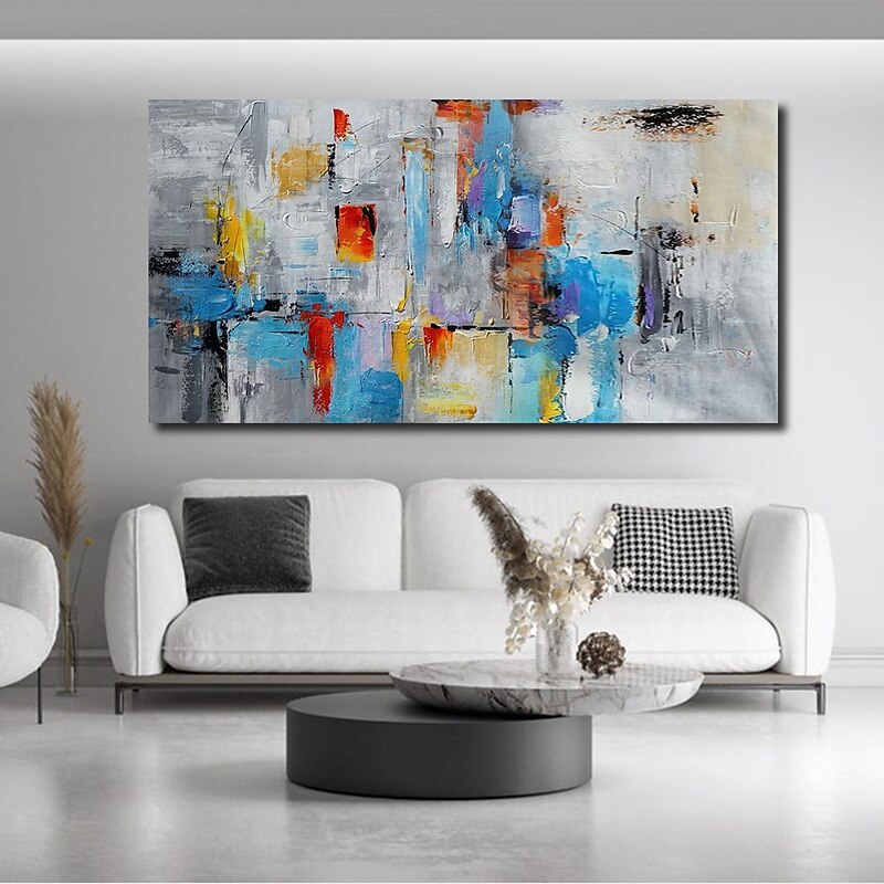 Handmade Oil Painting CanvasWall Art Decoration Abstract Knife PaintingLandscape Blue For Home Decor Rolled Frameless Unstretched Painting3