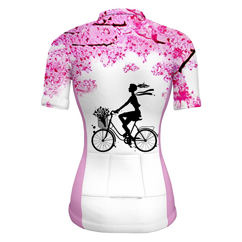 Women's Cycling Jersey Floral Botanical Short Sleeve Bike Top with 3 Rear Pockets Mountain Bike MTB Road Bike Cycling Quick Dry Reflective Strips Back Pocket Moisture Wicking Sports Pink Clothing2