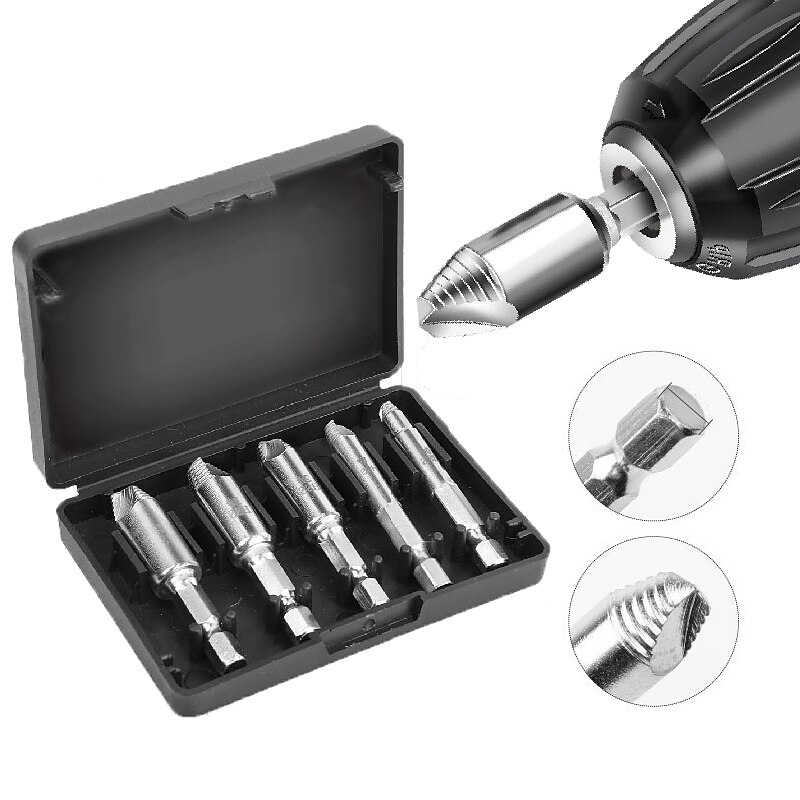5/6/8Pcs Screw Extractor Metal Drill Bit Set Damaged Screws Remover Extractor Woodworking Tools Broken Bolt Water Pipe Extractor