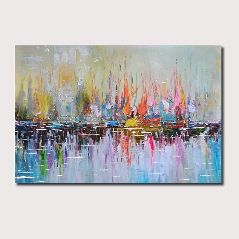 Handmade Oil Painting CanvasWall Art Decoration Abstract Knife Painting Seascape Blue For Home Decor Rolled Frameless Unstretched Painting4