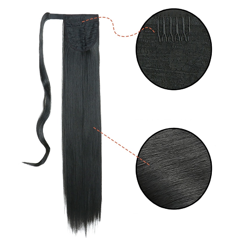 Clip In / On Ponytails Classic / Women / Easy dressing Synthetic Hair Hair Piece Hair Extension Straight 24 inch Party / Evening / Daily Wear / Vacation4