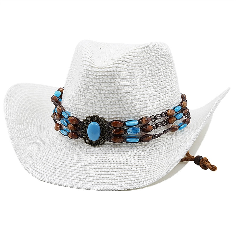 Women's Cowboy Hats Vintage Turquoise Band Vacation Western Hats2