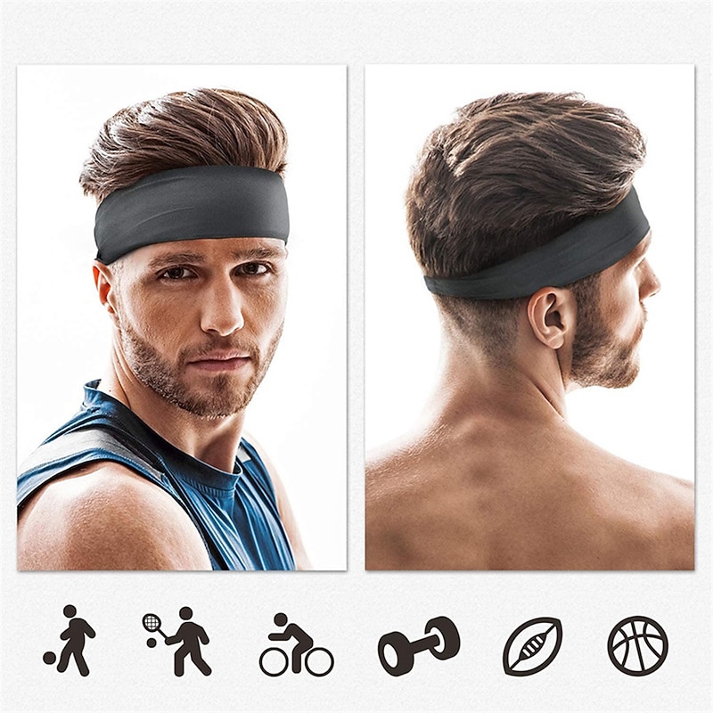 4PCS Men's Sports Headband Sweatband Sports Workout Track and Field Headband Elastic Moisture-wicking Unisex Headband Headband4