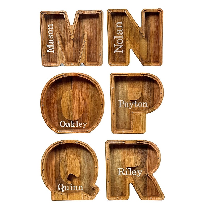 DIY Wooden Piggy Bank for Boys and Girls Letters Coin Bank Wooden Money Box,Money Box Wooden Piggy Bank Gift for Kids Birthday, Christmas Gift 34