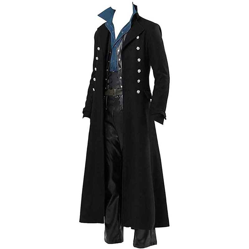 Retro Vintage Punk & Gothic Medieval Coat Trench Coat Outerwear Plague Doctor Fancy Dress Men's Masquerade Party Adults Coat2