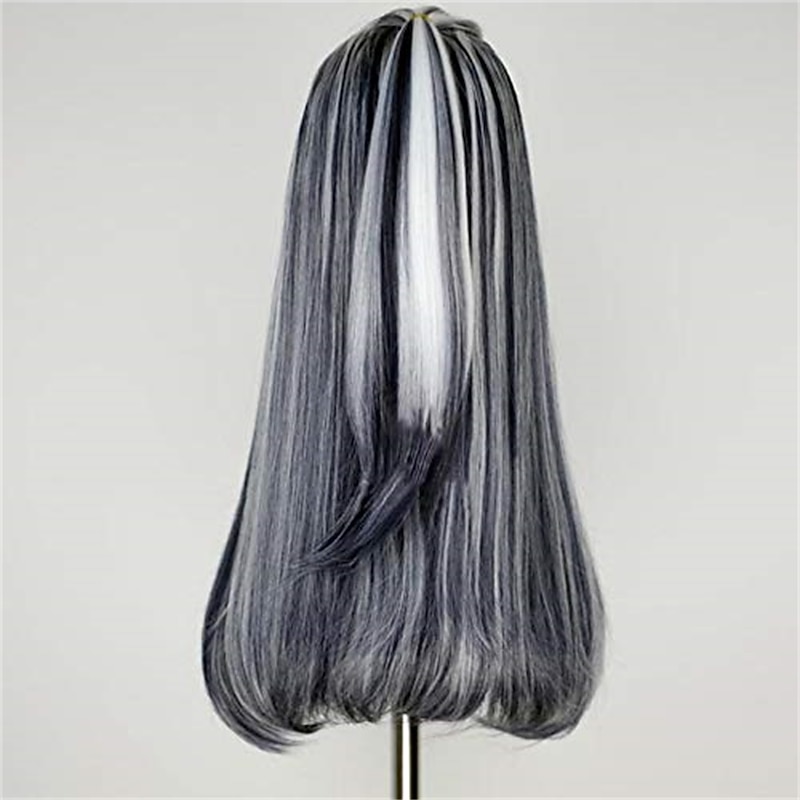 Monster High - Draculaura Wig Synthetic Hair Black Gray Straight Wigs Carnival Wig3