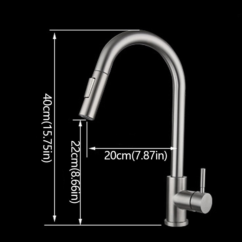 Kitchen Sink Mixer Faucet Stainless Steel with Pull Out Sprayer, 360° Rotatable Multi-function Pull Down Single Handle Kitchen Vessel Tap Brushed Gold Finish3
