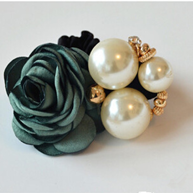 1pc Women's Hair Ties Scrunchie For Street Daily Holiday Handmade Pearl Fabric Light Pink Light Purple Green3