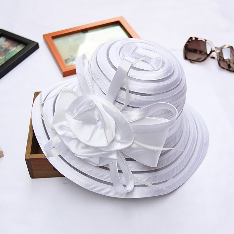 Hats Fancy Plain Casual Holiday Kentucky Derby Cocktail Elegant Beach With Stripe Headpiece Headwear