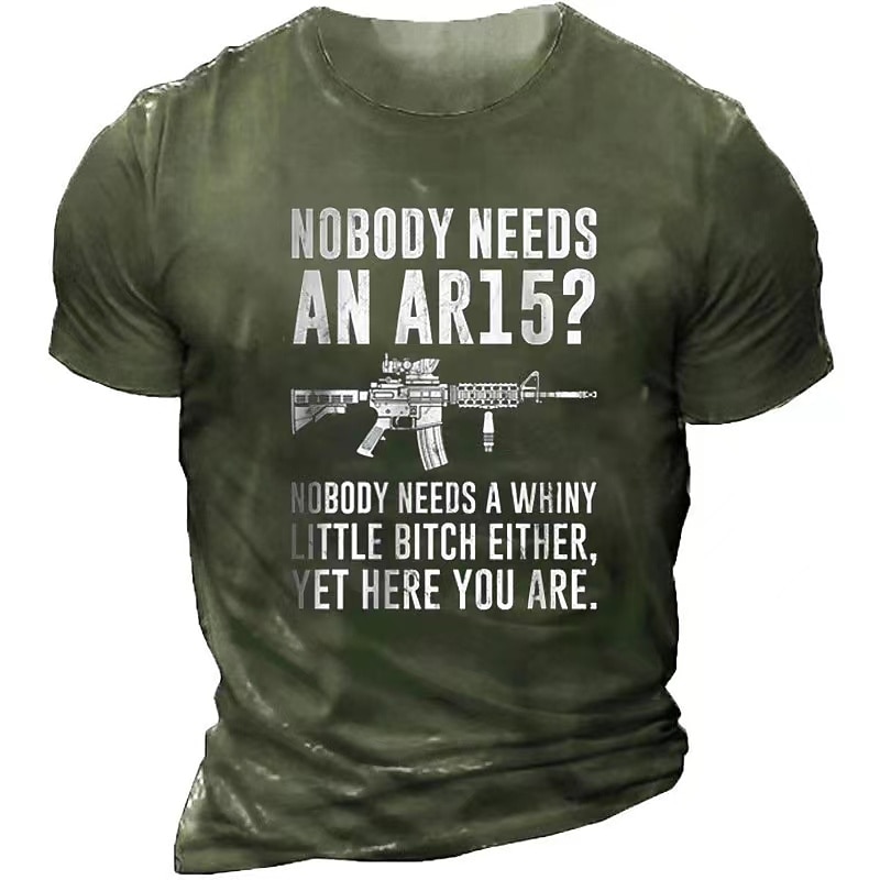 Men's Letter Graphic Prints T Shirt Graphic Tee Short Sleeve T shirt 3D Print Crew Neck Shirt Vintage Sports Designer Outdoor Street Daily Army Green Green Light Grey Summer Clothing Apparel S M L XL