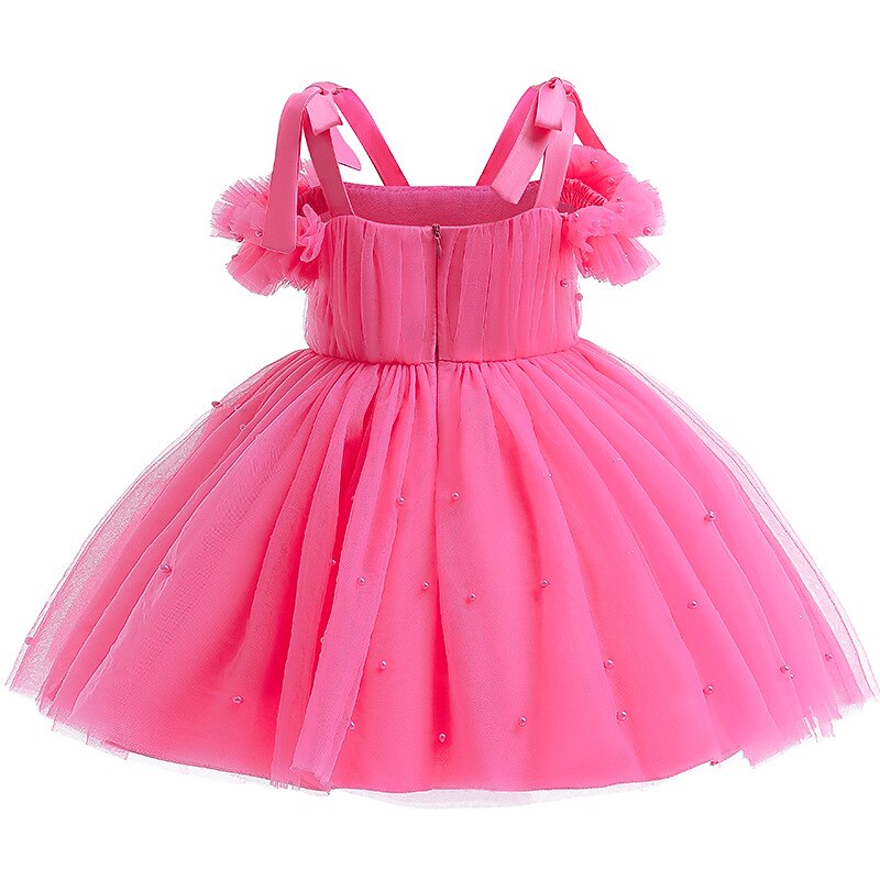 Girls' 3D Solid Colored Dress Sleeveless Summer Spring Party Daily Cute Princess Toddler 2-6 Years Tulle Dress Knee-length Slim3