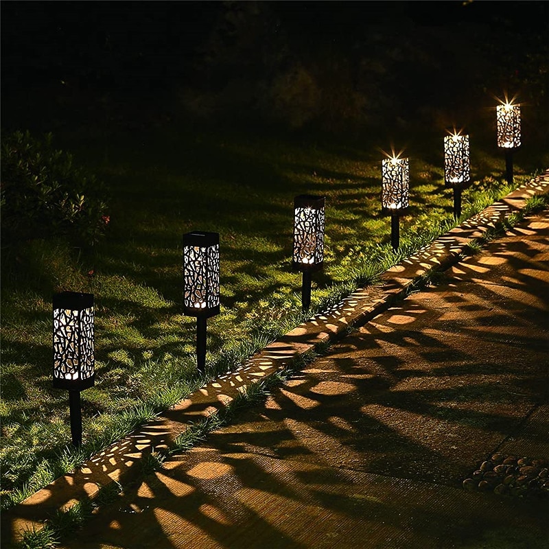 6pcs Pathway Light Outdoor Solar Lawn Path Lights IP65 Waterproof Garden Lamp For Patio Pathway Landscape Yard Decoration Lighting 6X3
