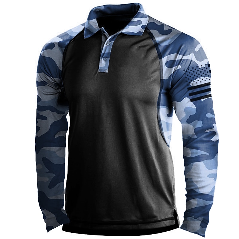 Men's T shirt Henley Shirt Long Sleeve Shirt Top Outdoor Breathable Quick Dry Lightweight Soft Polyester Black Grey Black White Fishing Climbing Camping / Hiking / Caving