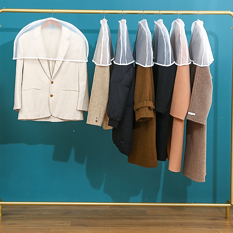 12 Pack Household Transparent Coat Shoulder Covers Dust-Proof Suit Hanging Bag Wardrobe Storage Clothes Dust-Proof Shoulder Covers3