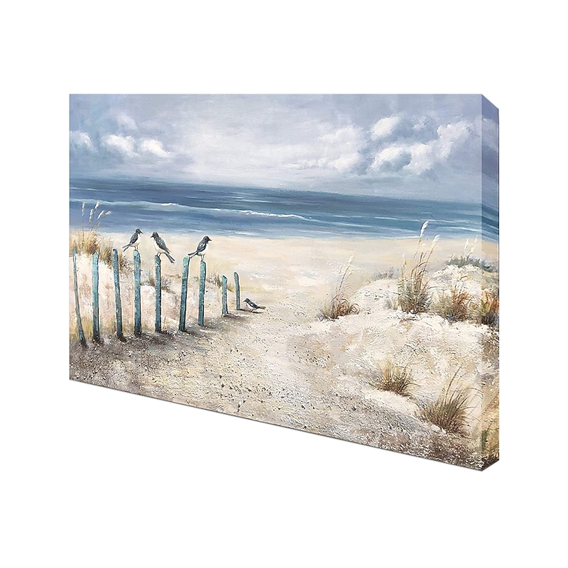 Handmade Oil Painting Canvas Wall Art Decoration Seaside Leisure Scenery Perched Birds  for Home Decor Rolled Frameless Unstretched Painting4