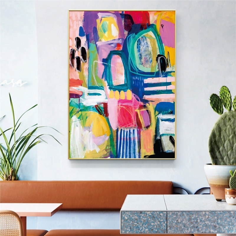 Handmade Hand Painted Oil Painting Wall Art Pink Modern Abstract Home Decoration Decor Rolled Canvas No Frame Unstretched