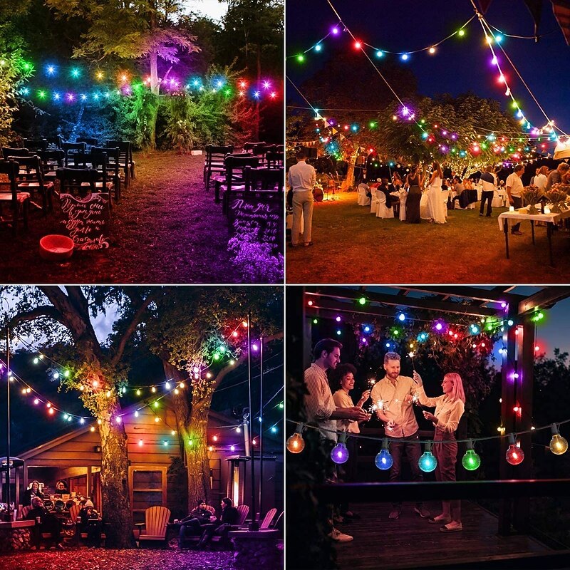 Globe String Lights Outdoor 15m 25LEDs 20Modes Patio Lights with 25 Waterproof Shatterproof RGB Color Changing Bulbs(2 Spare) G40 Globe String Lights for Outside Backyard Porch Balcony Party Decor2