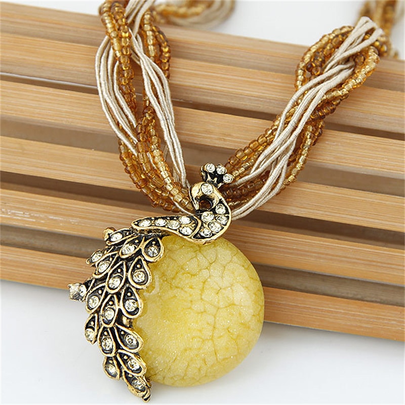 Women's necklace Ethnic Style Street Gem Necklaces4