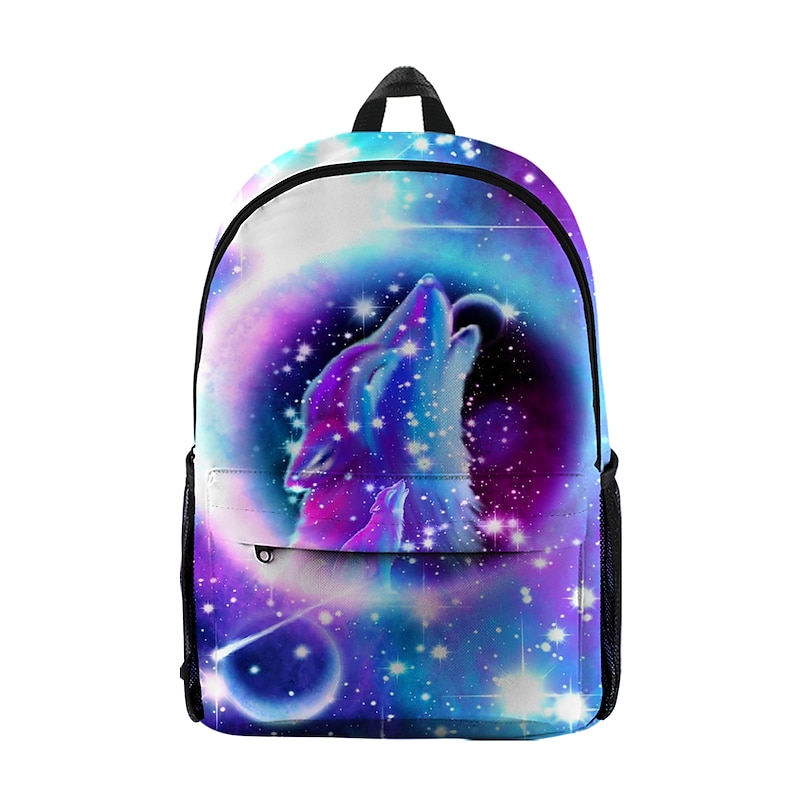 Galaxy Wolf Backpack for Kids and Teens – Howling Wolf in Space School Bag with Cosmic Design for Boys and Girls