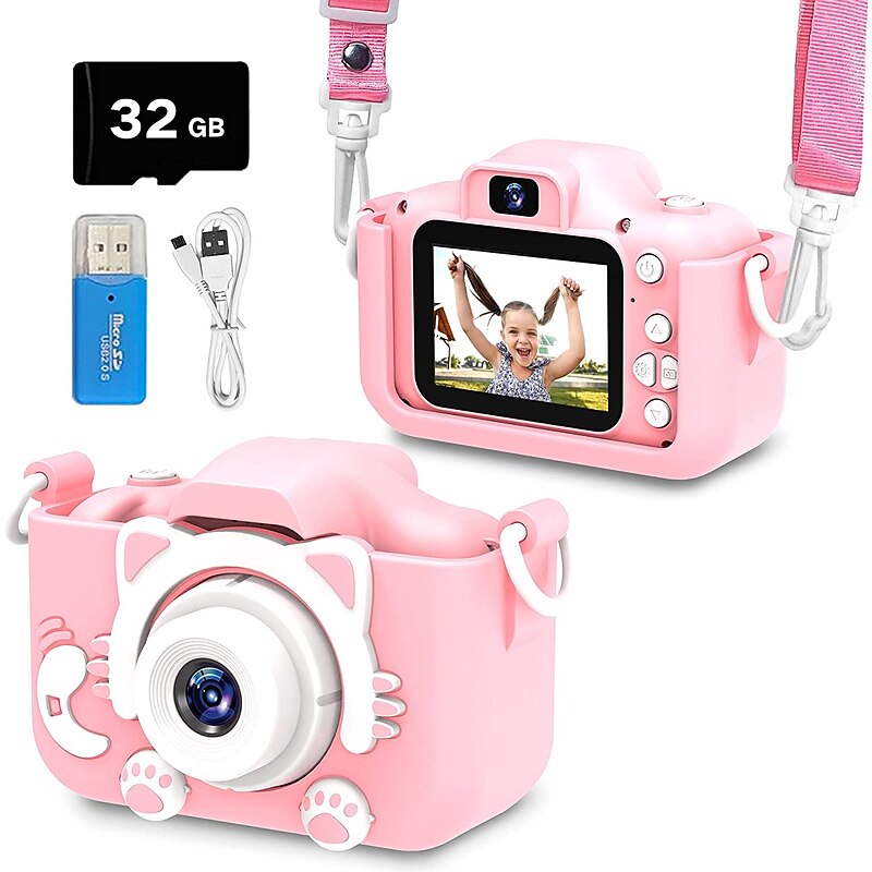 Upgrade Kids Selfie Camera - Birthday Gifts for Girls and Boys Portable Toy for 6-12 Year Old - Kids Selfie Camera Anti-Drop 20.0MP Dual Video Camcorder - 2.0 Inches Screen + SD Card 32GB2