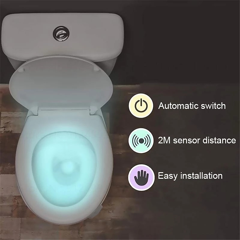 Toilet Night Light PIR Motion Sensor Toilet Lights LED Washroom Night Lamp 16/8 Colors Toilet Bowl Lighting For Bathroom Washroom 11