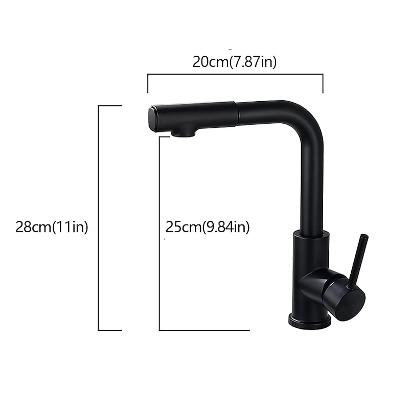 Kitchen Sink Faucet Black Single Handle One Hole Electroplated Pull-out / Pull-down Centerset Contemporary Kitchen Taps with Stream and Shower Modes2