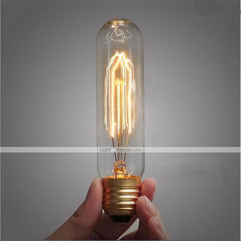 Edison Light Bulbs E26 40W T10 Tubular Vintage Edison Incandescent Dimmable Decorative Candelabra Chandelier Nightlight Amber Warm 220-240V4