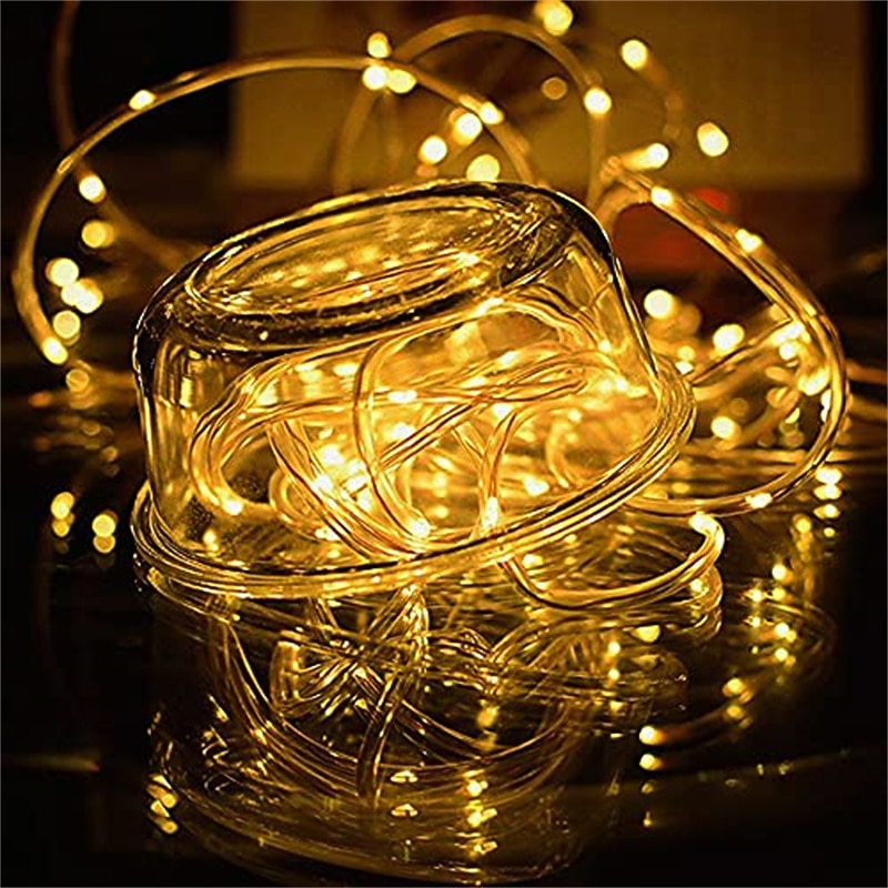 7/12/20m Solar LED String Lights Outdoor Holiday 50/100/200/300/500LEDs EL 5mm 1Set Mounting Bracket Warm White Cold White RGB Holiday Lights Outdoor Party Holiday Solar Powered4