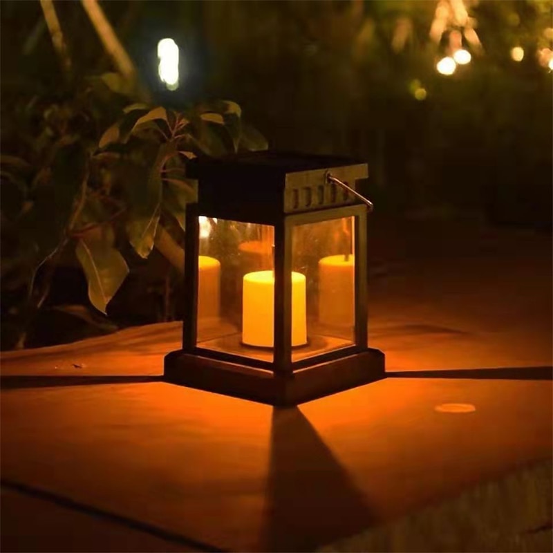 1/2pcs Solar Pathway Lantern Outdoor Lawn Light Patio Hanging Decoration Landscape Courtyard Garden LED Atmosphere Candle Light Christmas Lamp2