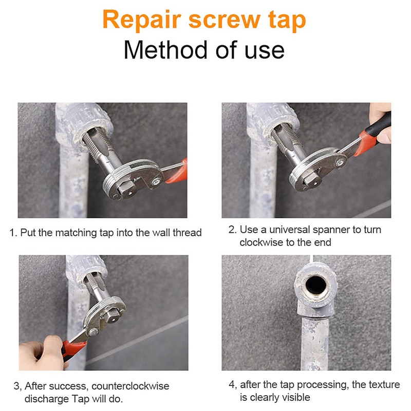 Screw Extractor Water Pipe Thread Repair Tap Set Broken Extractor Water Pipe Easily Carrying Lightweight Gadgets3