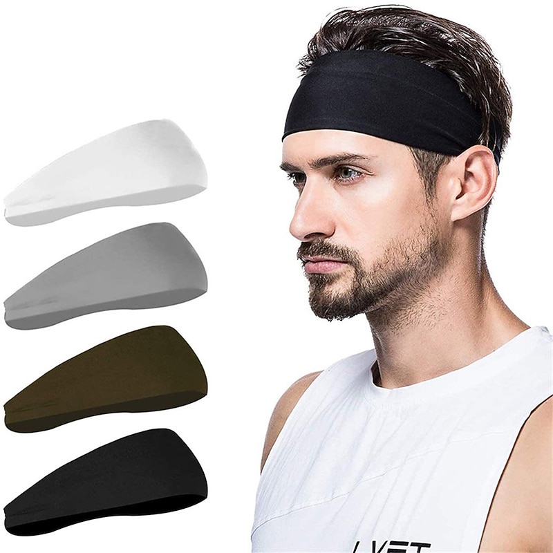 4PCS Men's Sports Headband Sweatband Sports Workout Track and Field Headband Elastic Moisture-wicking Unisex Headband Headband2