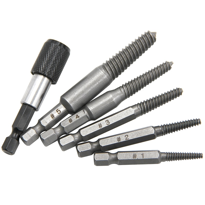6pc Broken Wire Extractor Screw Extractor Hexagonal Handle Extractor Tool Broken Head Screw To Take Out Broken Wire3