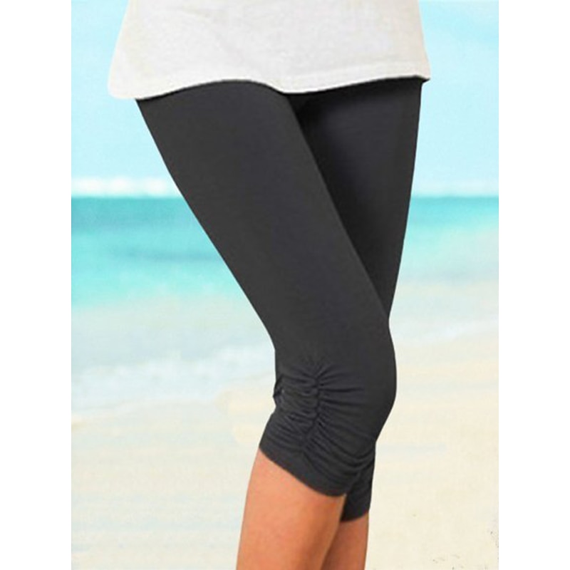 Women's Fashion Capri shorts Calf-Length Pants Casual Weekend Stretchy Plain Tummy Control Butt Lift Mid Waist Skinny Green White Black Blue Gray S M L XL XXL4