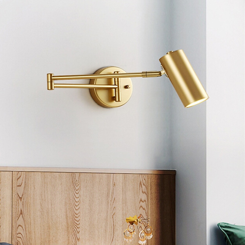 LED Wall Sconce Swing Arm Light Indoor Wall Light Fixture for Living Room Bedroom Iron Design 85-265V2