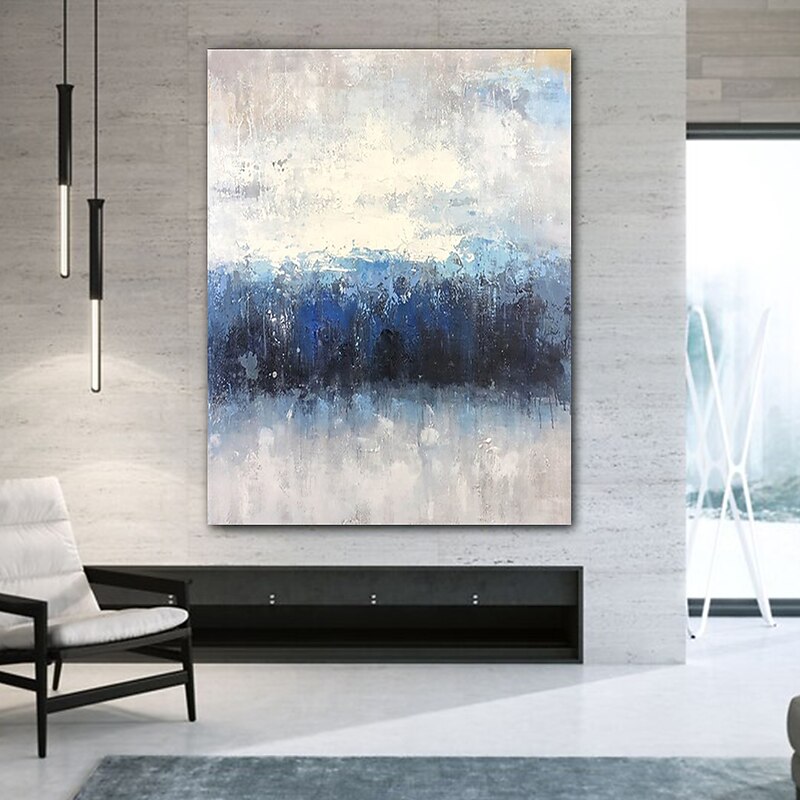 Handmade Oil Painting CanvasWall Art Decoration Abstract Knife PaintingLandscape Bluefor Home Decor Rolled Frameless Unstretched Painting4