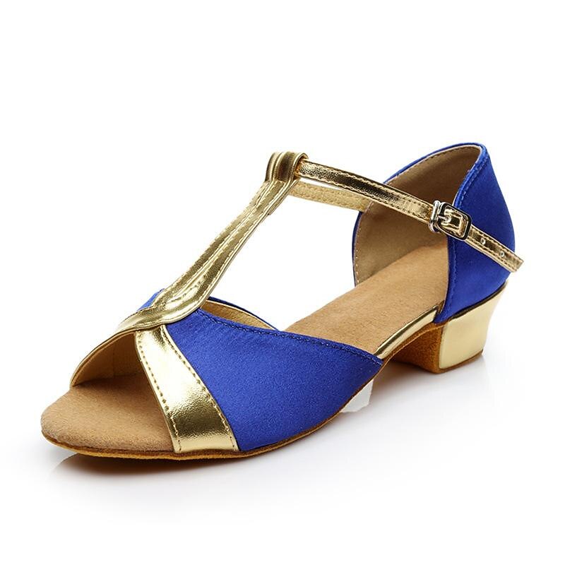 Girls' Gold and Black T-Strap Dance Shoes – Low Heel Ballroom Latin Shoes for Kids' Dance Class, Parties & Performances