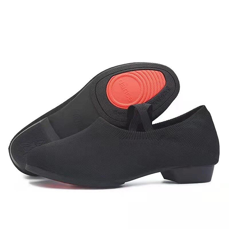 Women's Jazz Shoes Dance Shoes Performance Practice Outdoor Heel Thick Heel Black Camel4