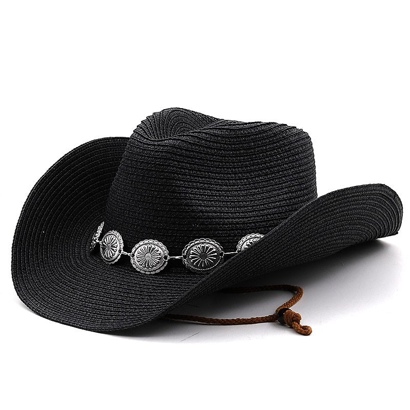Women's Cowboy Hats Metal Carving Band Western Hats2