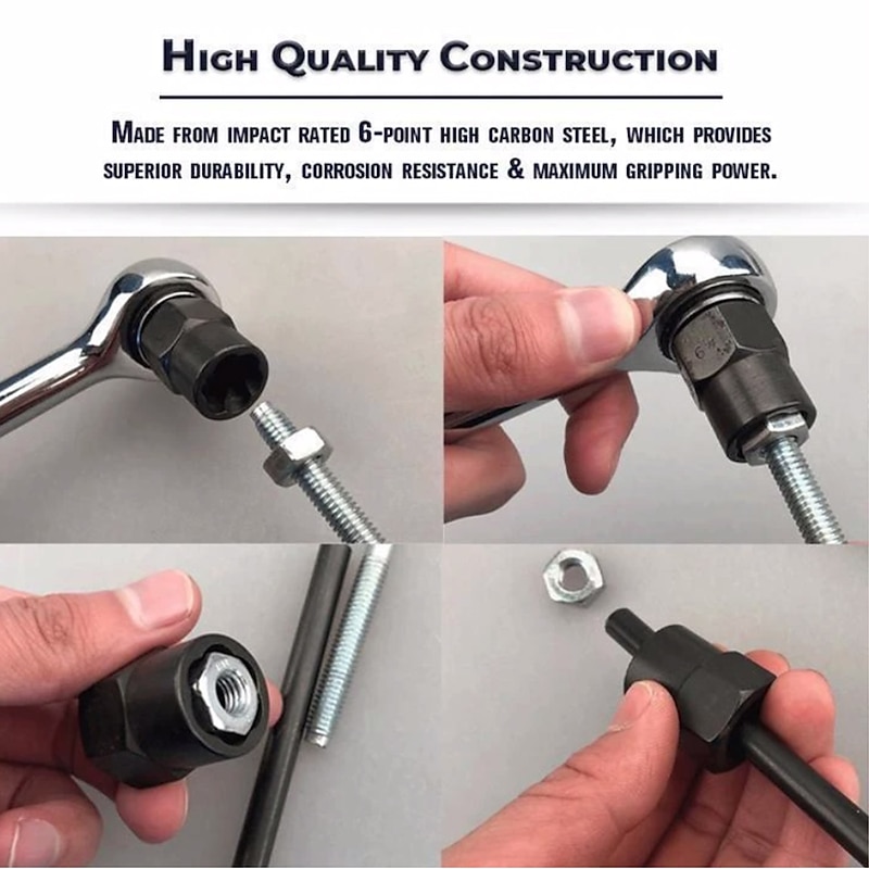 10Pcs Socket Set Nut Screw Remover Adopter Damaged Nut Bolt 9-19MM Car Extractor Threading Tool Box Electric Drill Accessories2